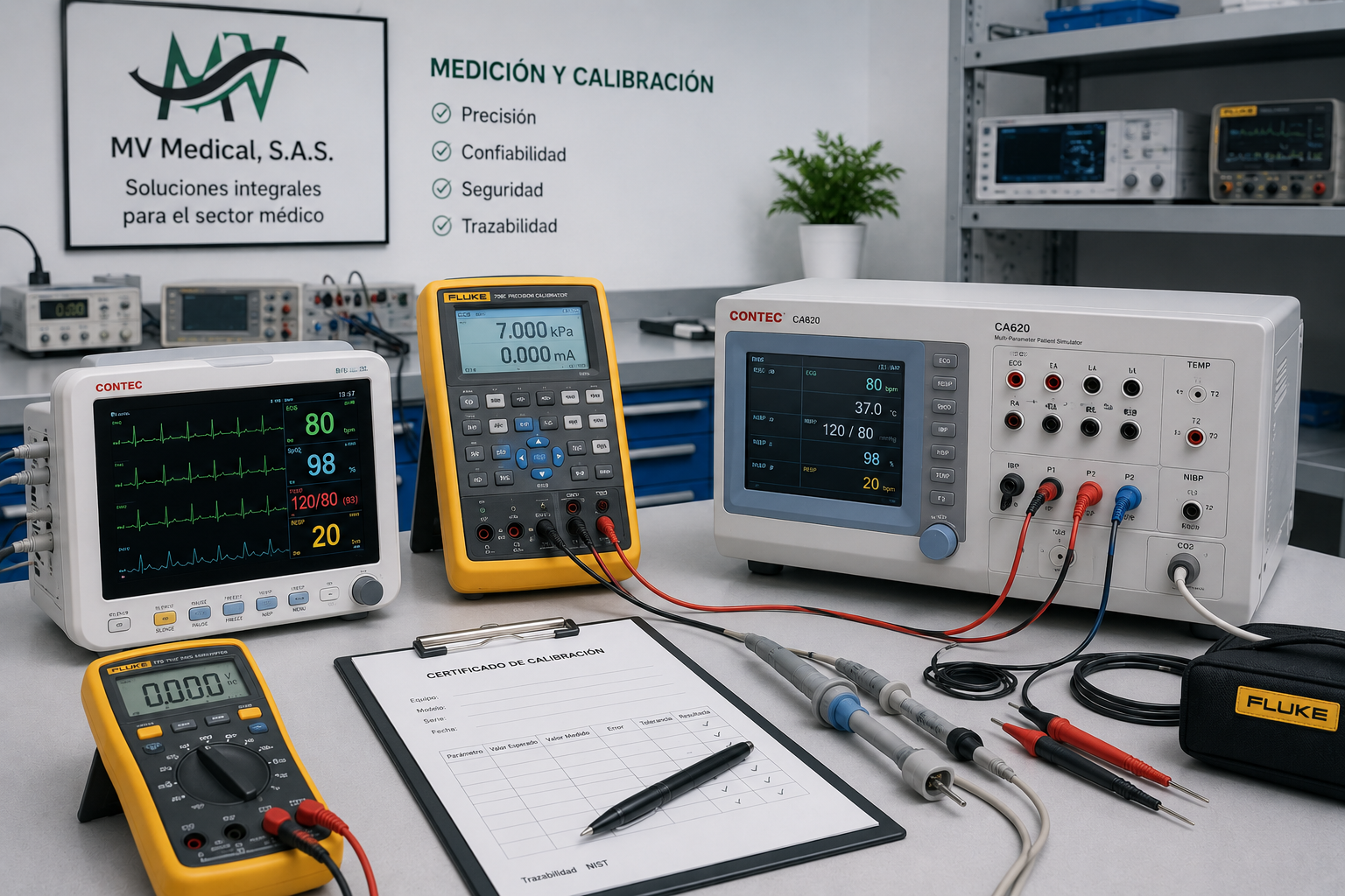 Medición y calibración de equipo médico