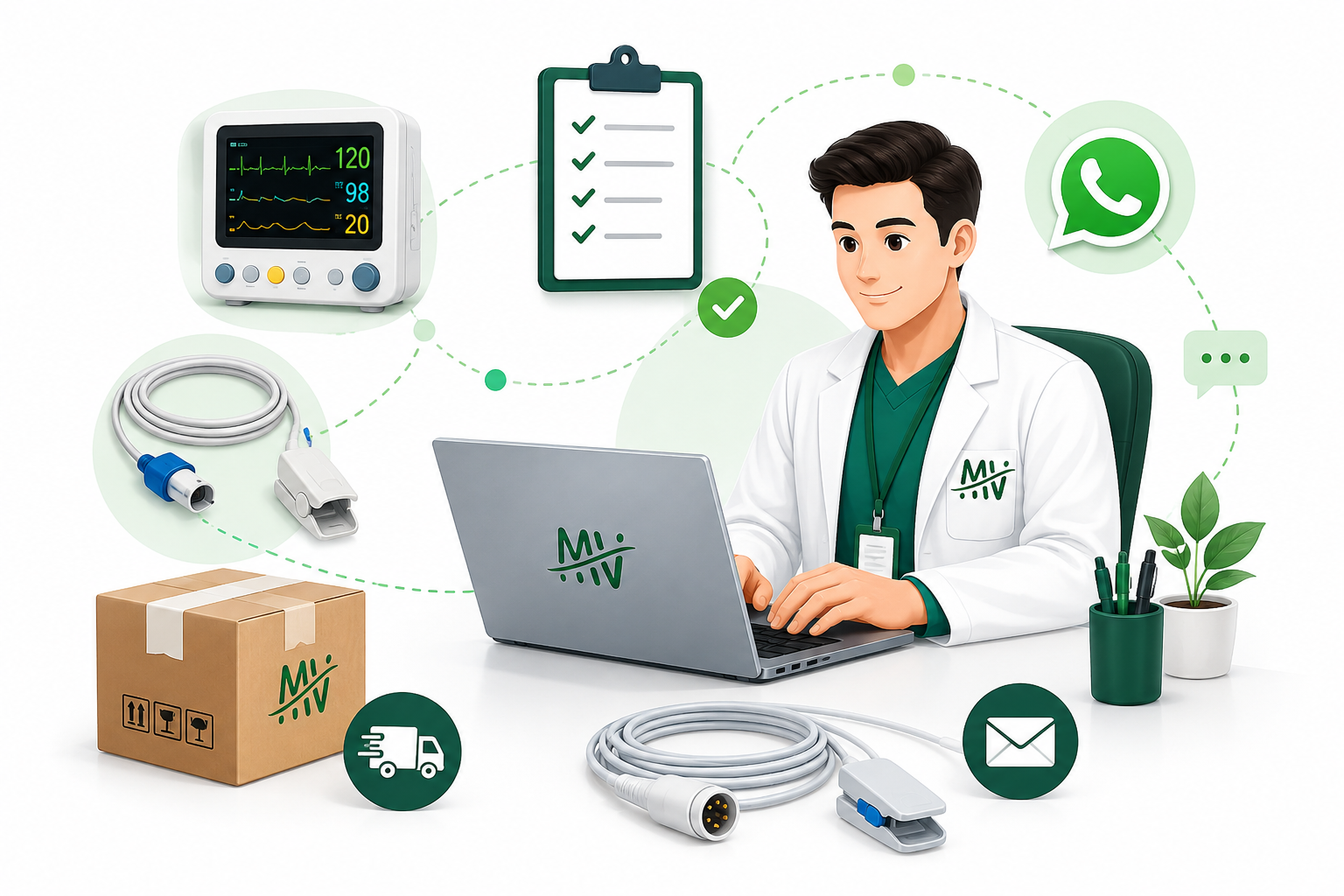Ilustración de solicitud de cotización para equipo médico